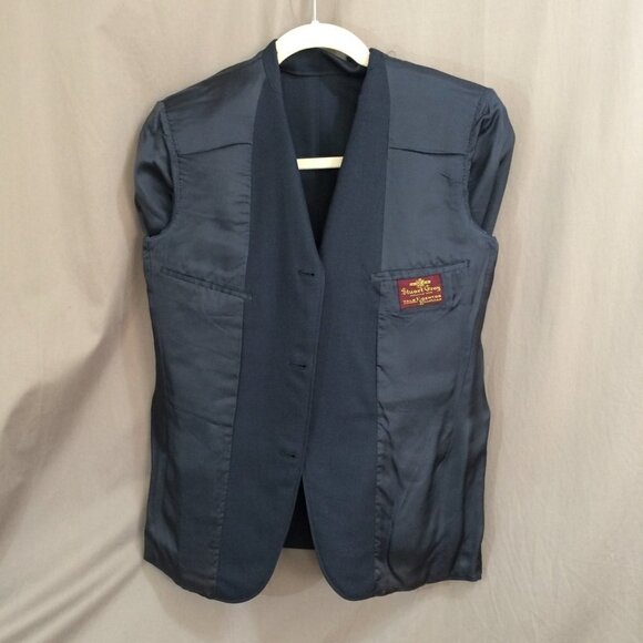 Vintage 70s Mens Blazer Stuart Gray Navy Union Tag 3 Button 42S Sport Coat - Picture 5 of 8